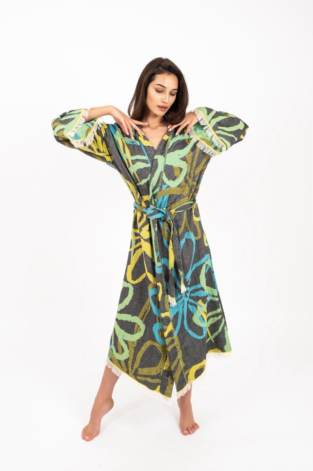 Salvia Turkish Cotton Peshtemal Bathrobe