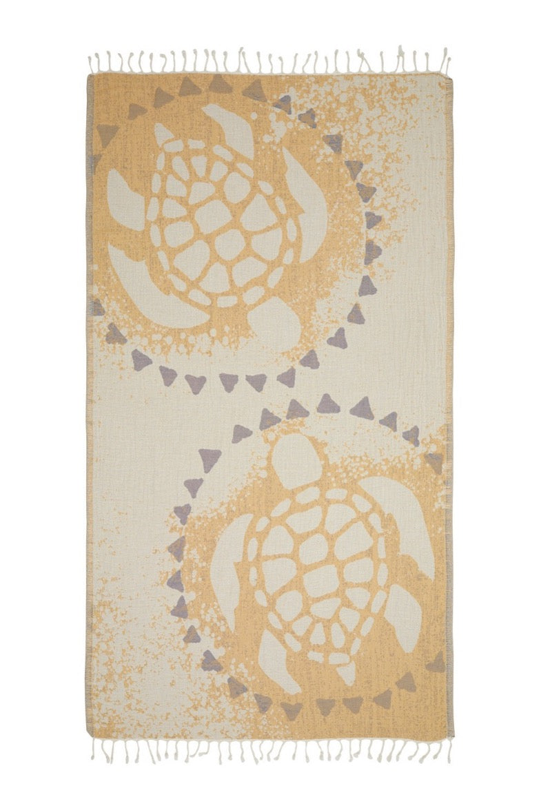 Two Turtle Turkish Cotton Peshtemal Beach Towel