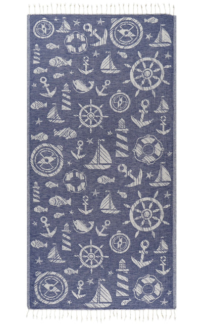 Captain Turkish Cotton Peshtemal Beach Towel