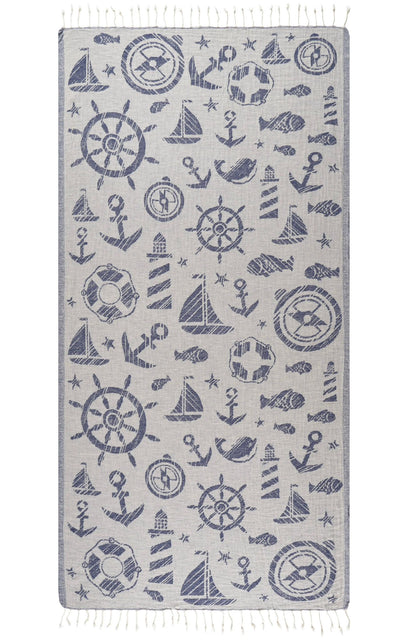 Captain Turkish Cotton Peshtemal Beach Towel