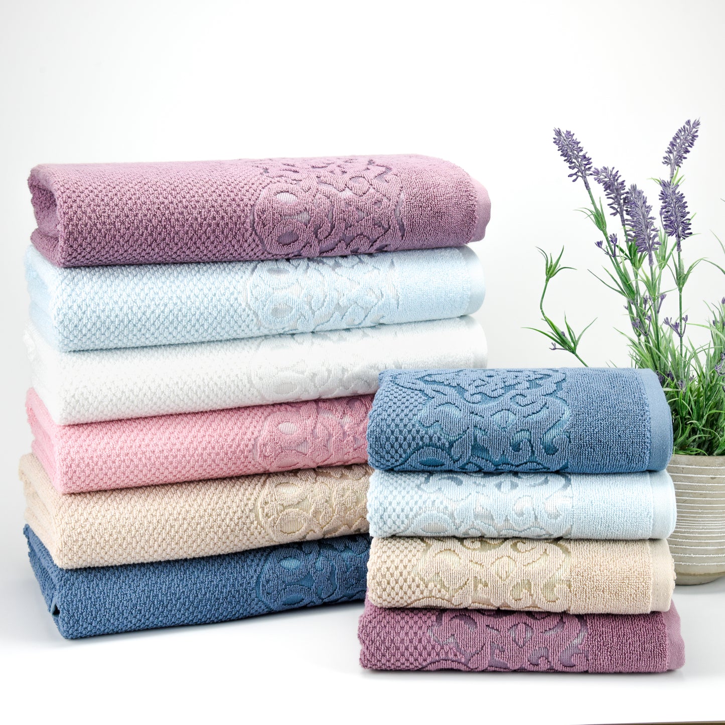 Galata Turkish Cotton Towel Set Of 3, 1 Bath Towel, 1 Hand Towel, 1 Washcloth