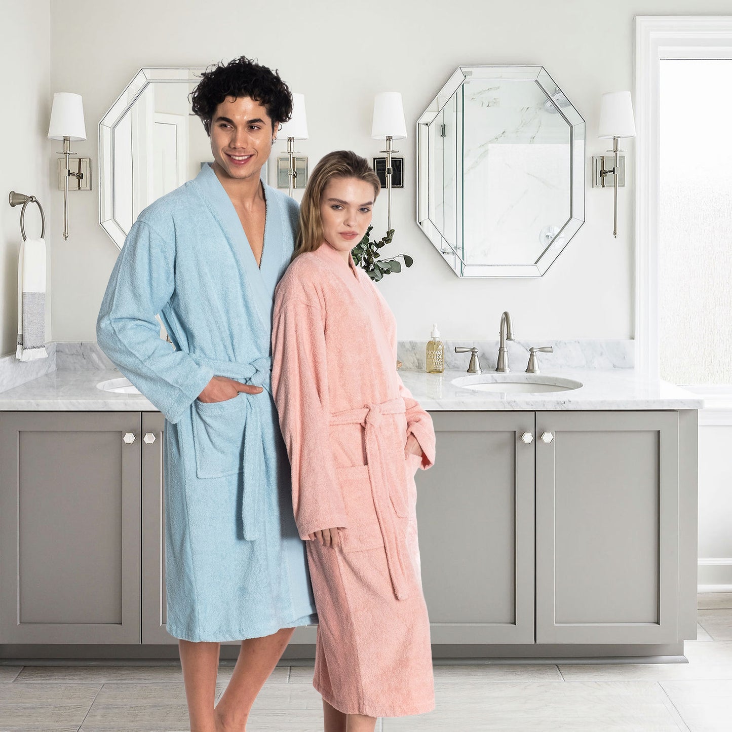 East`N Blue Kimono Turkish Cotton Unisex Bathrobe - White