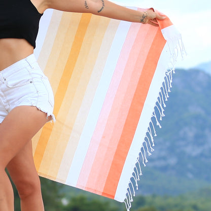 Rainbow Turkish Cotton Peshtemal Beach Towel