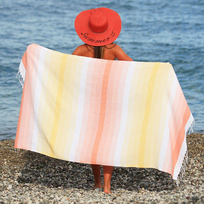 Rainbow Turkish Cotton Peshtemal Beach Towel