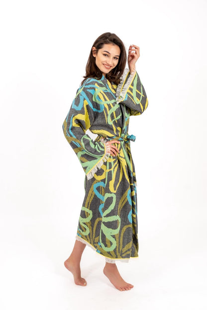 Salvia Turkish Cotton Peshtemal Bathrobe