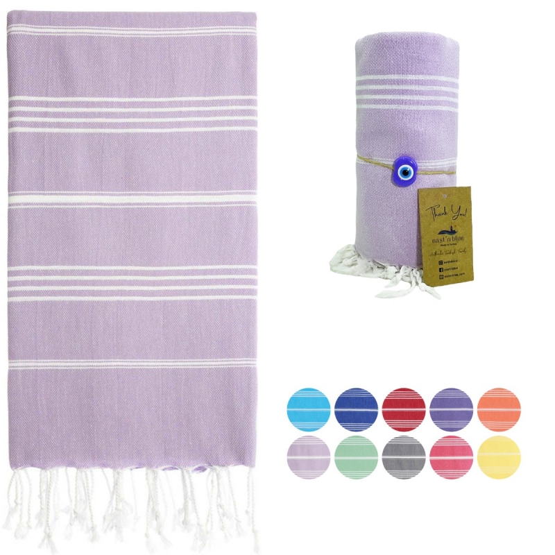 Lina Turkish Cotton Peshtemal Beach Towel-Lilac