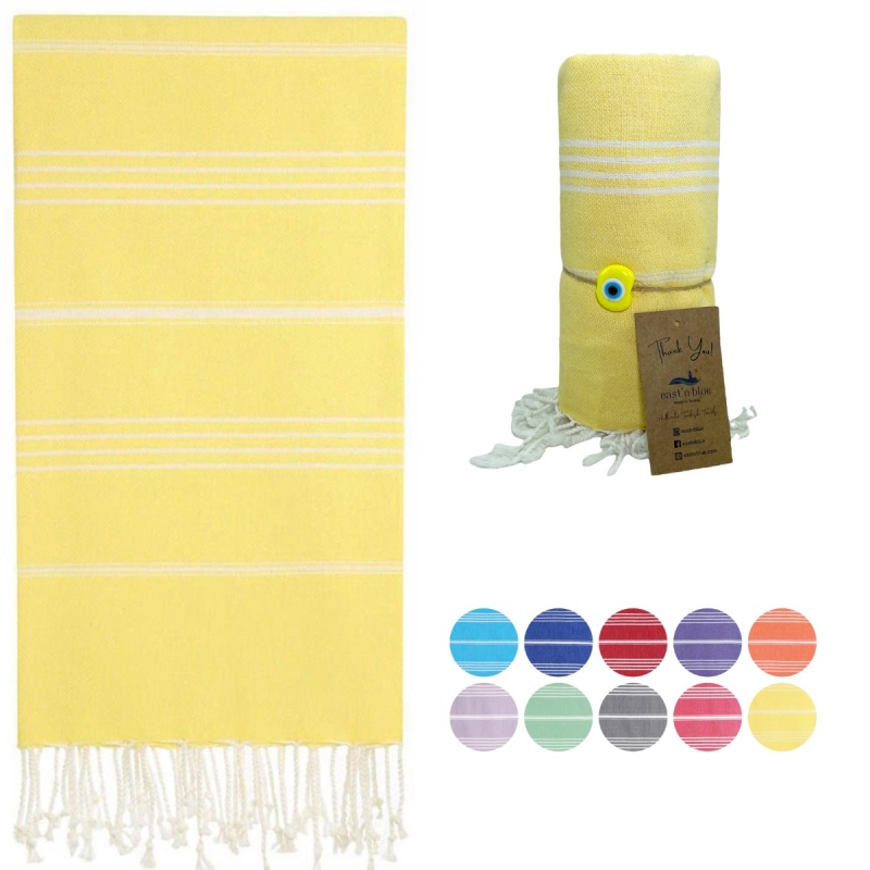 Lina Turkish Cotton Peshtemal Beach Towel-Yellow
