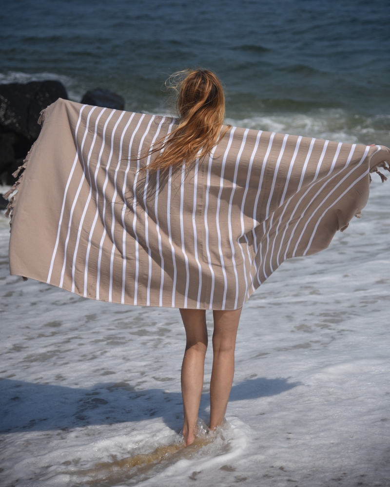 Livia Peshtemal Beach Towel-Brown