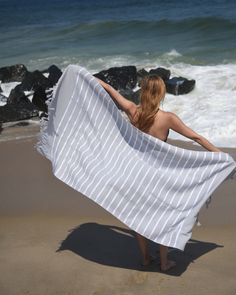 Livia Peshtemal Beach Towel-Grey
