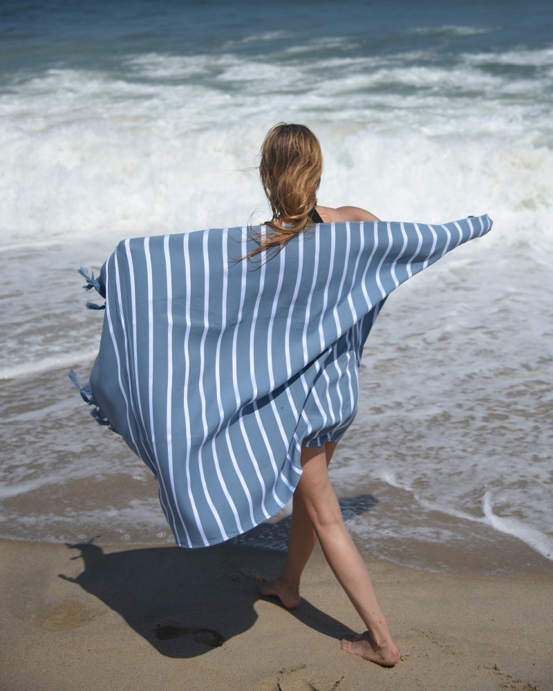 Livia Peshtemal Beach Towel-Navy Blue