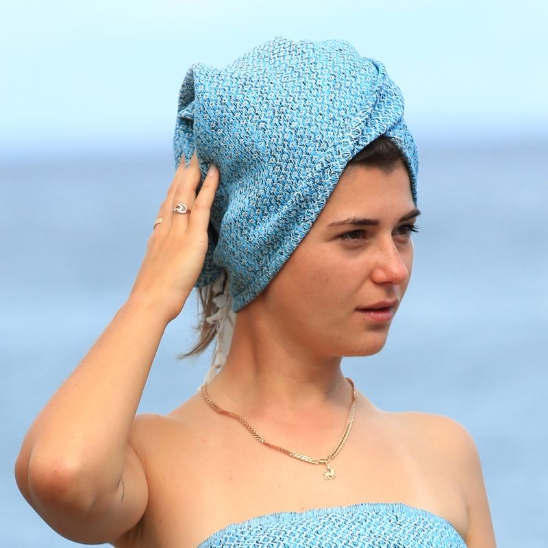 Severina 2 Pcs Turkish Cotton Peshtemal Hand Towel-Turquoise