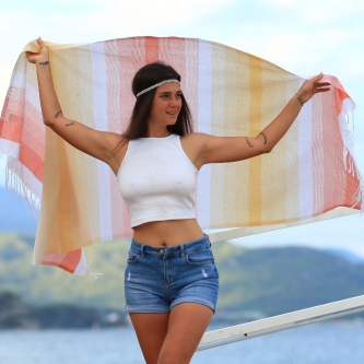 Rainbow Turkish Cotton Peshtemal Beach Towel